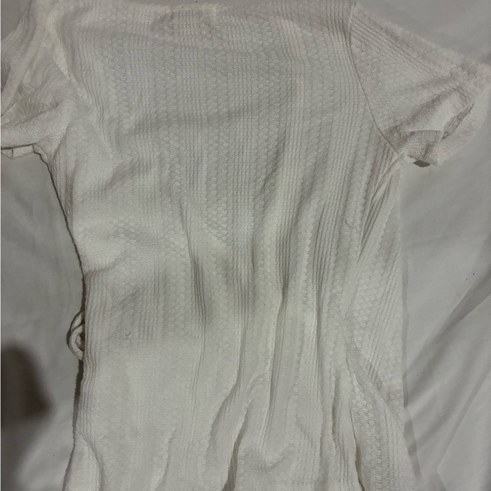 Altar'd State Cream Wrap Knit Short Sleeve Top with Side Tie - Picture 4 of 4